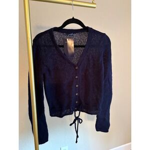 Brandy Melville NWT Grey Mohair Wool Blend Open Knit Cardigan One Size Coquette